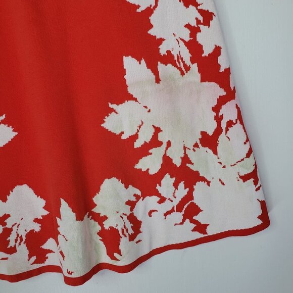 Yoana Baraschi Petaluma Fit & Flare Floral Sweater Dress S Red Orange Ivory - Picture 10 of 12